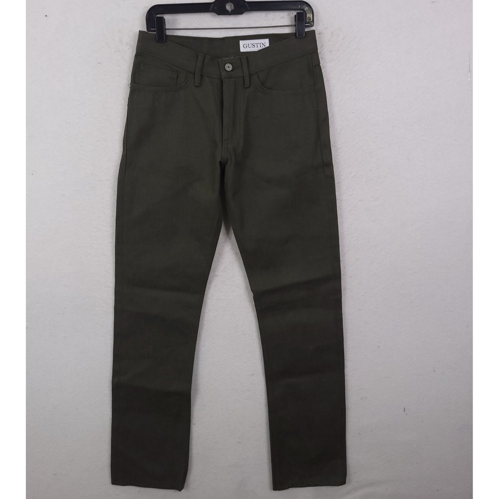 Gustin Straight Fit Jean Raw Mens 31x33 Olive Green Canvas Made in USA